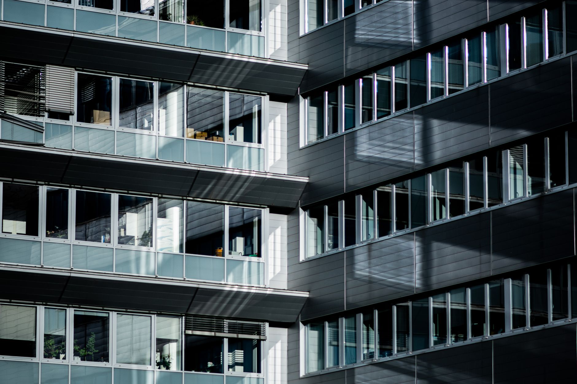 Glass facade of an office building